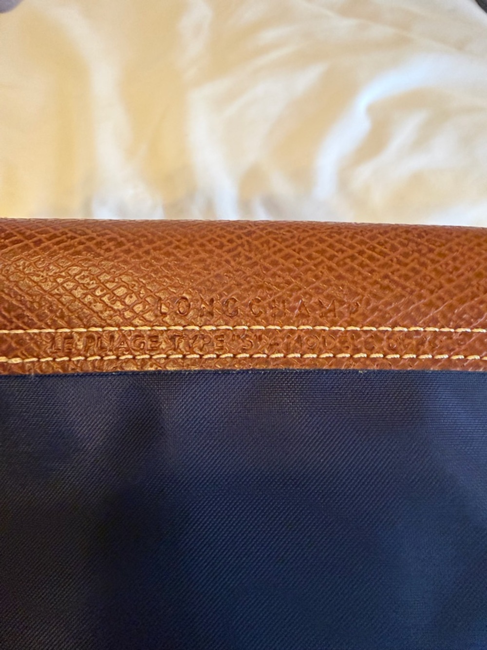 Longchamp Navy and Brown Small Le Pliage Tote - Picture 6 of 11